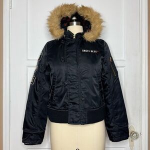 Angel Blue fur trim bomber jacket